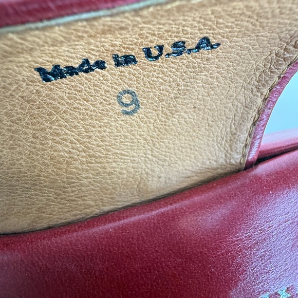 Vintage Made in USA  Red Leather Peep-Toe Platform Slingback - Picture 7 of 9